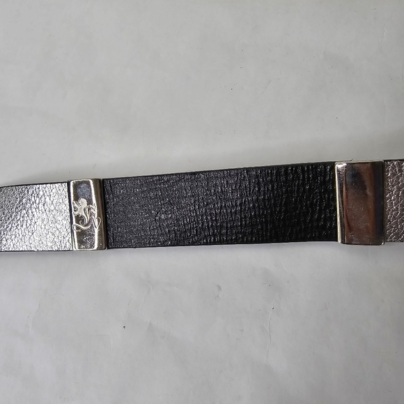 Otto Kern Silver, Black & Metal Leather Belt Large Silver Buckle - Picture 5 of 8
